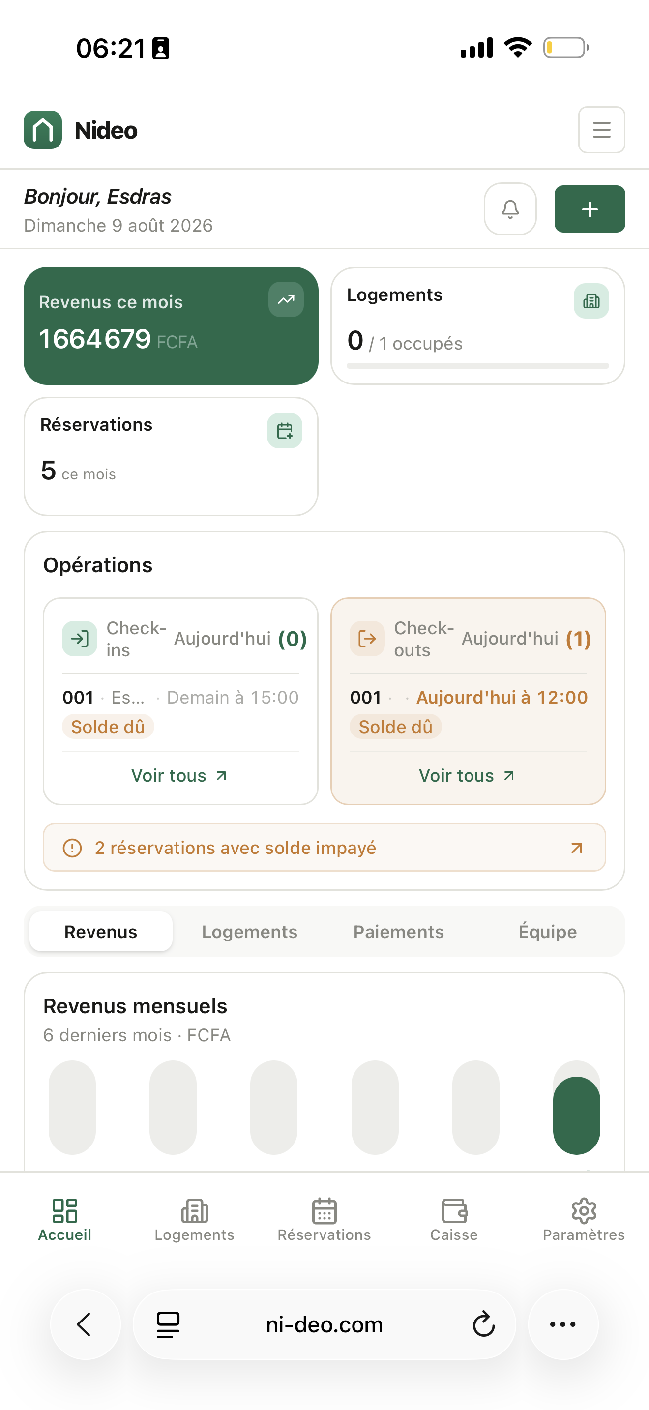 Application Nideo sur mobile